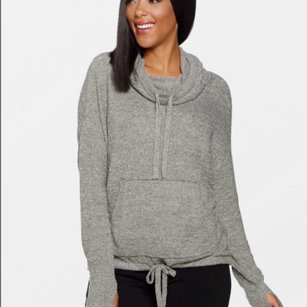 Barefoot Dreams Womens CozyChic Lite Size Small Sweatshirt Hoodie Gray Taupe‎